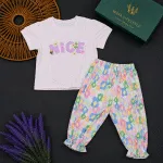Kids Pink Tee & Floral Pants Set-01431