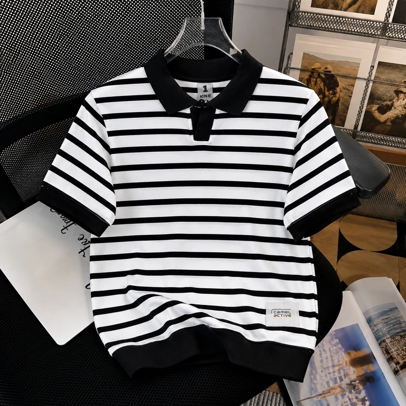 Old Money Striped Polo Shirt P103 img1 Old Money Striped Polo Shirt-P103 - Image 1