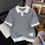 Old Money Striped Polo Shirt-P104