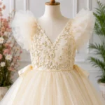 Gold Embroidered Party Gown-6839 - Image 3