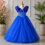 GIRLS PARTY DRESS-AC137(BLUE)