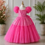 GIRLS PARTY DRESS-6850(PINK)