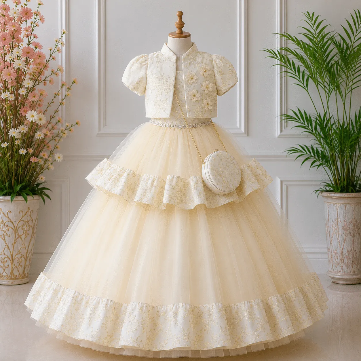 1st web img GIRLS PARTY DRESS-12011(L.GOLDEN) - Image 1