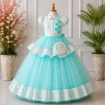 GIRLS PARTY DRESS-12011(SKY)