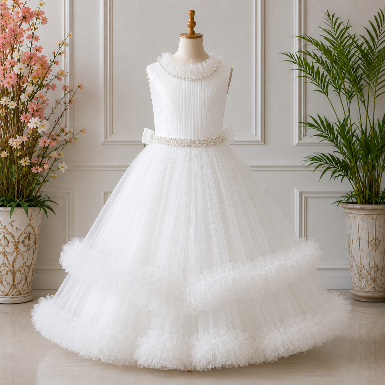 1st web img GIRLS PARTY DRESS-JX780 (WHITE) - Image 1