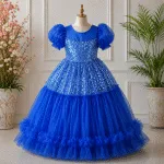 GIRLS PARTY DRESS-6850(BLUE)