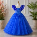GIRLS PARTY DRESS-AC137(BLUE) - Image 4