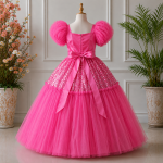 GIRLS PARTY DRESS-6850(PINK) - Image 2