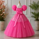 GIRLS PARTY DRESS-6850(PINK) - Image 2