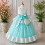 GIRLS PARTY DRESS-12011(SKY) - Image 2