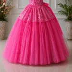 GIRLS PARTY DRESS-6850(PINK) - Image 4