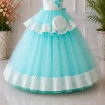 GIRLS PARTY DRESS-12011(SKY) - Image 5