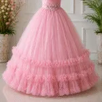 GIRLS PARTY DRESS-AC230(ROSE PINK) - Image 4