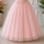 Pink Embroidered Party Gown-6839 - Image 4
