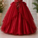Red Embroidered Party Dress-005 - Image 4