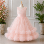 Pink Embroidered Party Dress-JX799