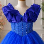 GIRLS PARTY DRESS-AC137(BLUE) - Image 3