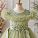 GIRLS PARTY DRESS-AC230(GREEN) - Image 3