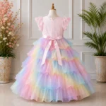 Rainbow Tiered Butterfly Party Dress-JX745 - Image 2