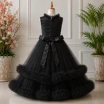 Black Pearl Embellished Girls Party Dress-JX780 - Image 2