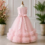 Pink Embroidered Party Dress-JX799 - Image 2
