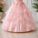 Pink Floral Embroidered Party Dress-AC210 - Image 4