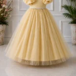 Golden Party dress with Bow Sleeves-AC218 - Image 4