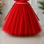 Red Party dress with Bow Sleeves-AC218 - Image 4