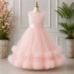 Pink Embroidered Party Dress-JX799