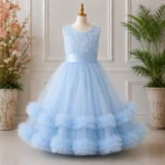 Blue Embroidered Girls Party -JX799