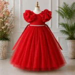 Red Party dress with Bow Sleeves-AC218