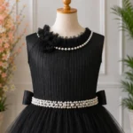 Black Pearl Embellished Girls Party Dress-JX780 - Image 3