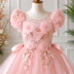 Pink Floral Embroidered Party Dress-AC210 - Image 3