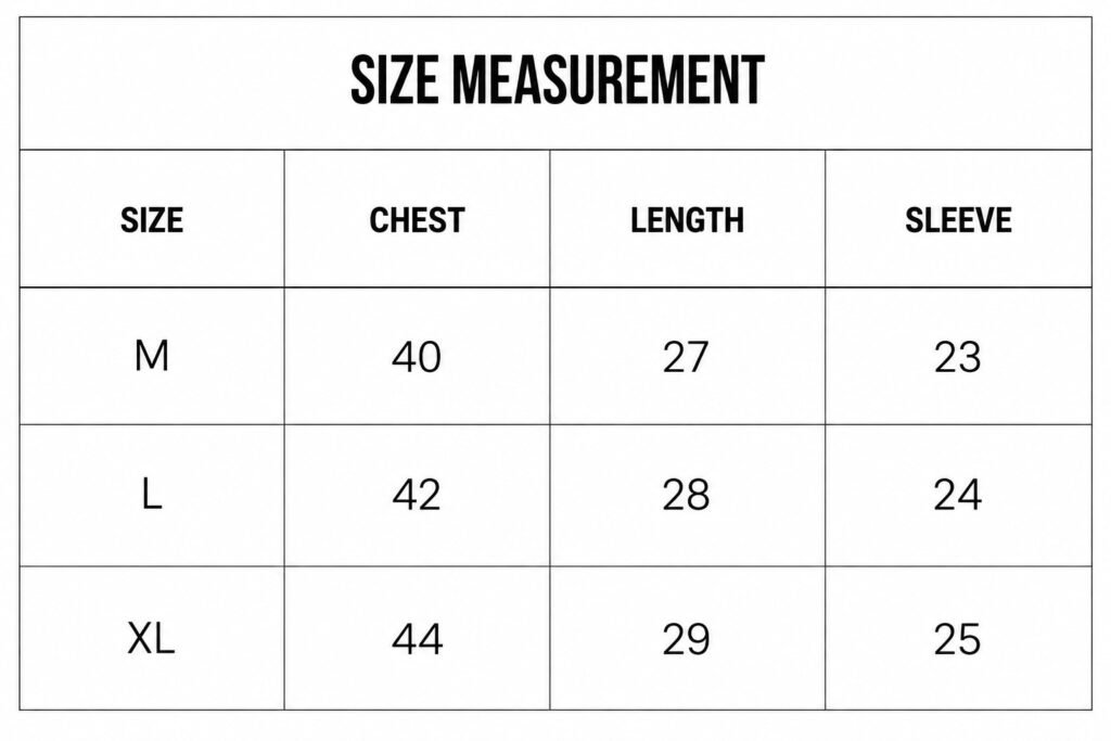 Size chart