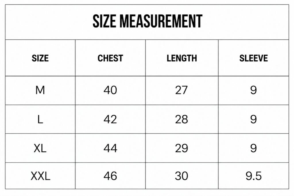Size chart