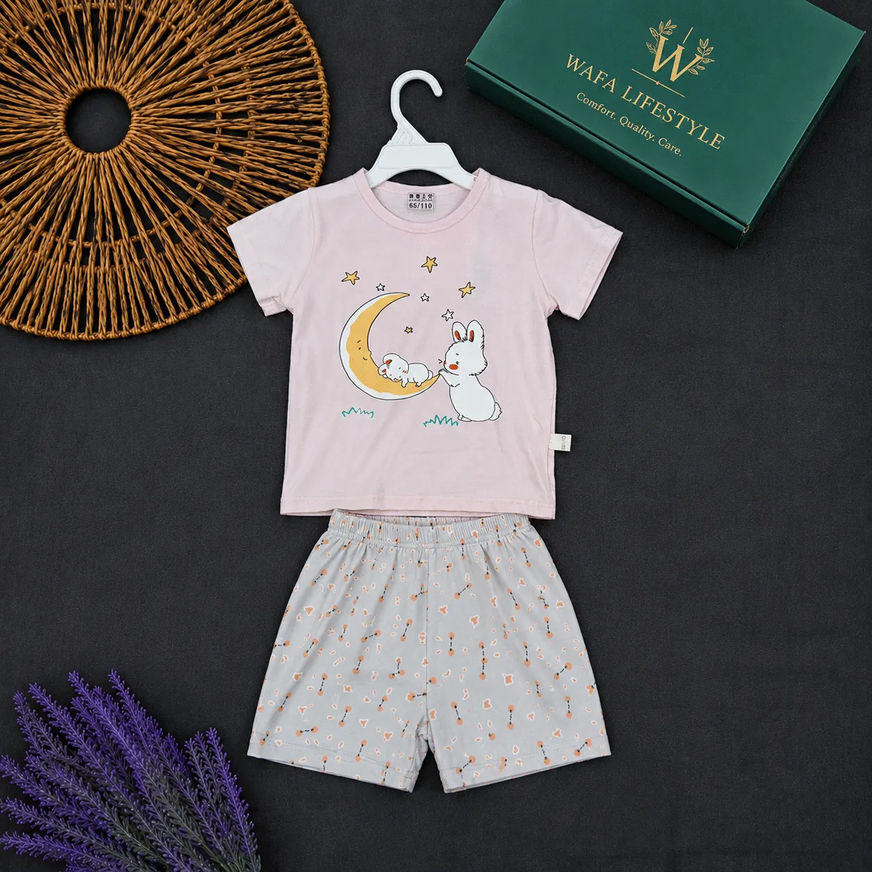 Kids Bunny & Moon Pajama Set-01433